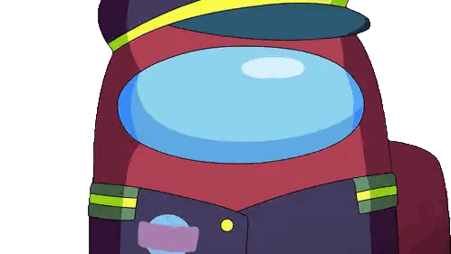 A Red Among Us Character Wearing A Hat And Pants Sticker