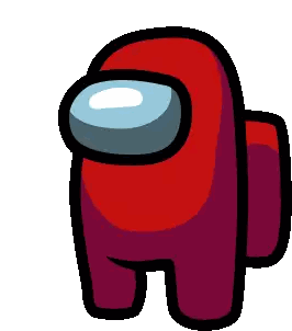 A Red Among Us Character With A Blue Head And A Black Outline On A White Background . Sticker