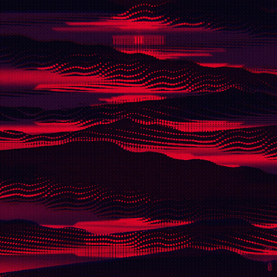A Red And Black Background With A Few Dots On It GIF