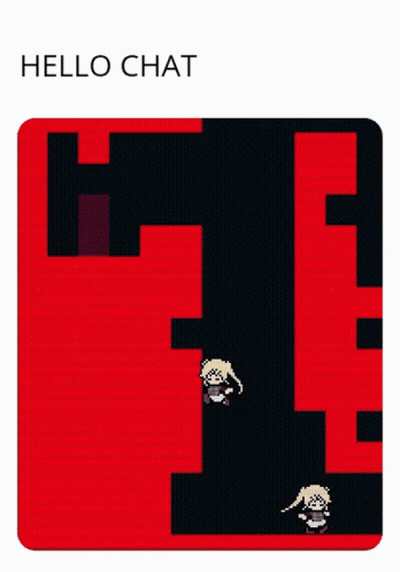 A Red And Black Maze With The Words Hello Chat On The Bottom GIF