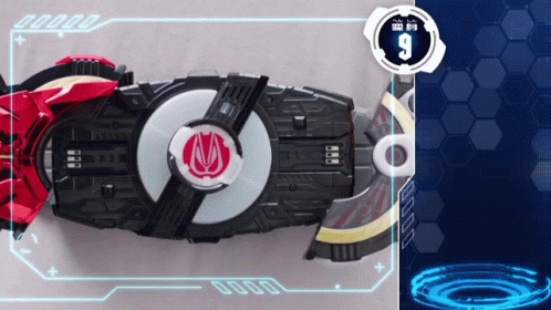 A Red And Black Object With A Number 9 On It GIF