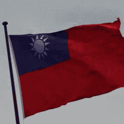 A Red And Blue Flag With A White Sun On It GIF