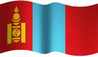 A Red And Blue Flag With A Yellow Symbol On The Right Side GIF