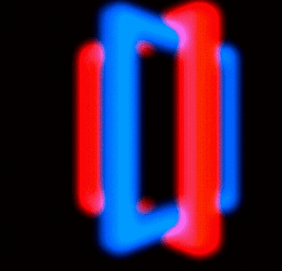 A Red And Blue Neon Sign That Looks Like A Circle GIF
