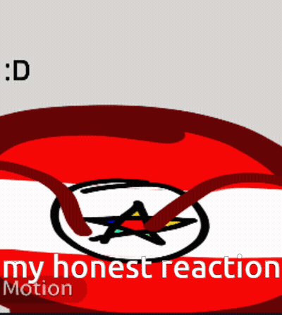 A Red And White Cartoon With The Words " My Honest Reaction Motion " On The Bottom GIF