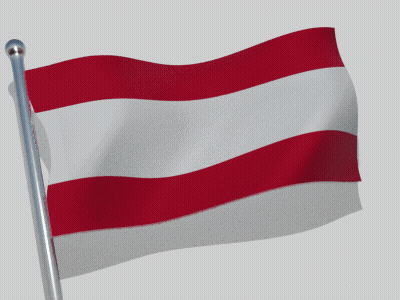 A Red And White Flag Is Waving In The Wind On A Pole GIF