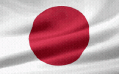 A Red And White Flag With A Red Circle On It GIF