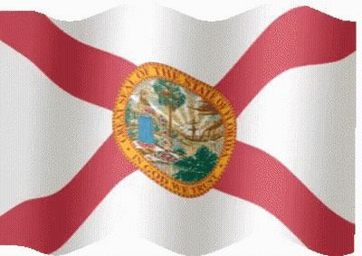 A Red And White Flag With A Seal That Says ' Florida State Of The State Of Florida ' GIF