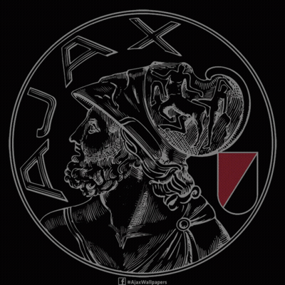 A Red And White Logo For Ajaxwallpapers With A Black Background GIF