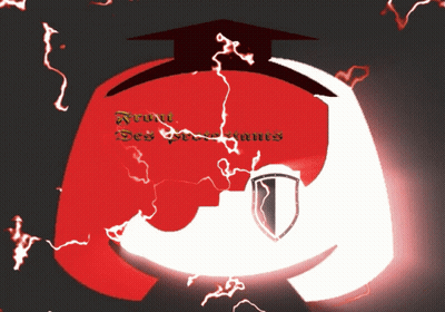 A Red And White Logo With The Words Forum Des Protectants On The Bottom GIF