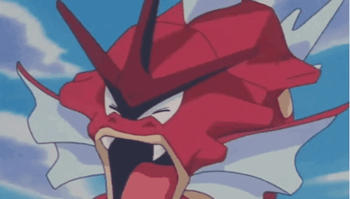 A Red And White Pokemon With Its Mouth Open And Sharp Teeth GIF
