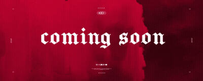 A Red And White Striped Background With The Word Comi Written In White GIF