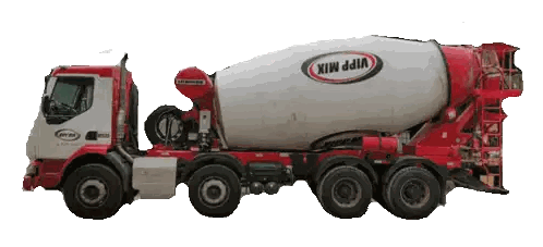 A Red And White Vipp Mix Concrete Mixer Sticker