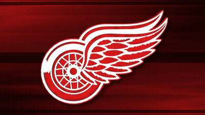 A Red And White Winged Wheel On A Dark Red Background GIF
