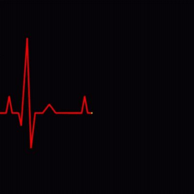 A Red And Yellow Heartbeat Graph On A Black Background . GIF