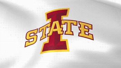 A Red And Yellow Logo For Iowa State GIF