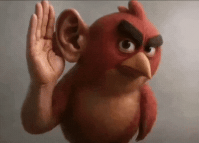 A Red Angry Bird With A Large Ear GIF