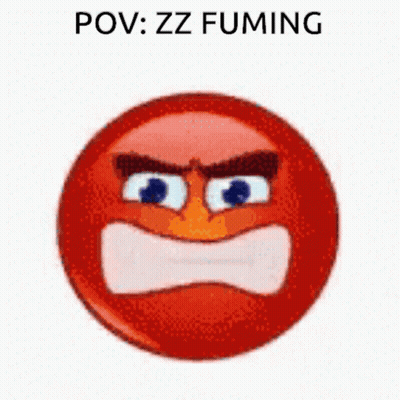 A Red Angry Smiley Face With Smoke Coming Out Of Its Mouth And A Caption That Says Pov Zz Fuming . GIF