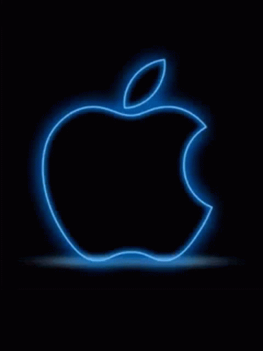 A Red Apple Logo Is Glowing On A Black Background . GIF