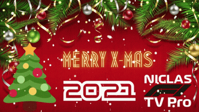 A Red Background With A Christmas Tree And The Words Merry Xmas 2021 GIF