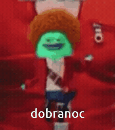 A Red Background With A Green Frog And The Word Dobranoc GIF