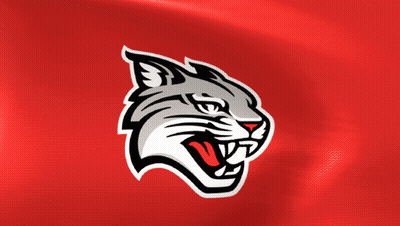 A Red Background With A Logo Of A Cat GIF