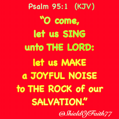 A Red Background With A Quote From Psalm 95 1 GIF