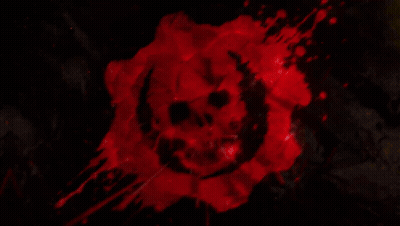 A Red Background With A Skull In The Middle Of It GIF
