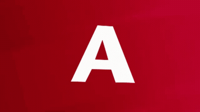 A Red Background With A White A And J On It GIF
