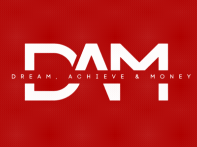 A Red Background With A White Circle That Says Dam GIF