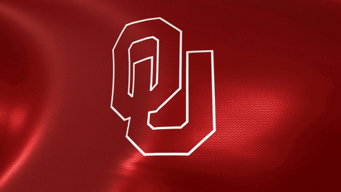 A Red Background With A White Outline Of The Oklahoma Logo GIF