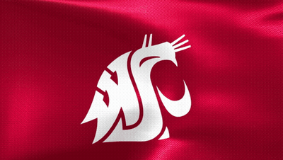 A Red Background With A White Squirrel With A Letter S On It GIF