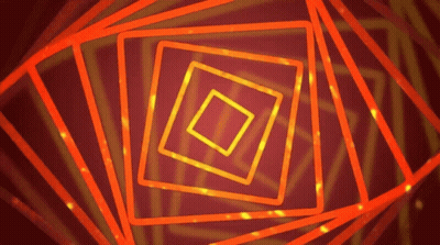 A Red Background With Orange Squares That Are Moving In A Circle GIF