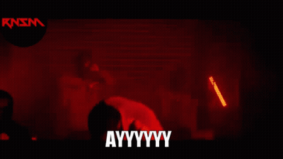 A Red Background With The Word Ayyyyyy In White Letters GIF