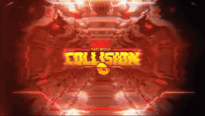 A Red Background With The Word Collision Written On It GIF