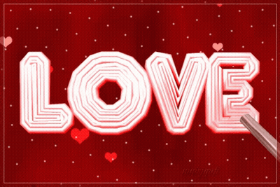 A Red Background With The Word Love Written In White Letters GIF