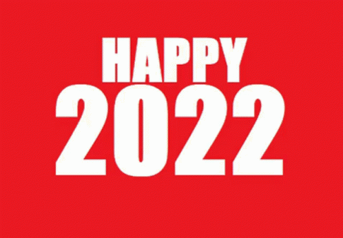 A Red Background With The Words Happy 2022 On It GIF