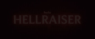 A Red Background With The Words Hellraiser Written In White Letters GIF