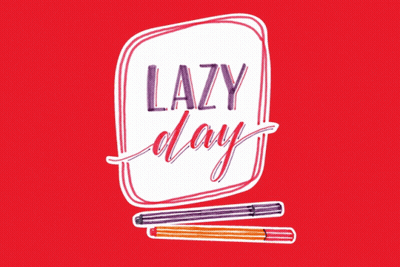 A Red Background With The Words Lazy Day And Pencils GIF