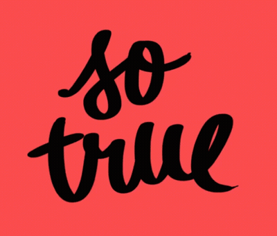 A Red Background With The Words So True In Black GIF