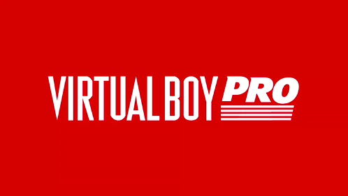 A Red Background With The Words Virtual Boy Pro In White Letters GIF