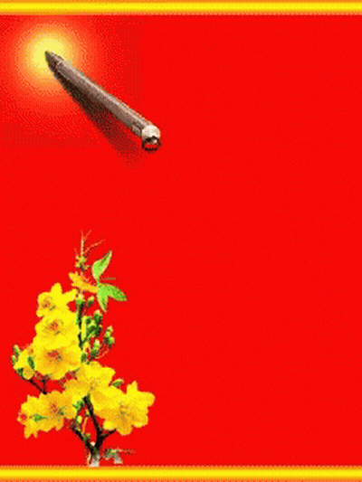 A Red Background With Yellow Flowers And The Word Tie GIF