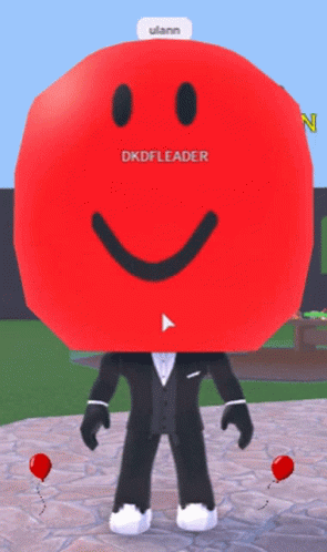 A Red Ball With A Smiley Face On It And The Name Dkdfleader On It GIF
