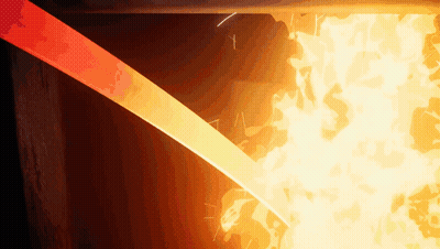 A Red Beam Is Coming Out Of A Fire GIF