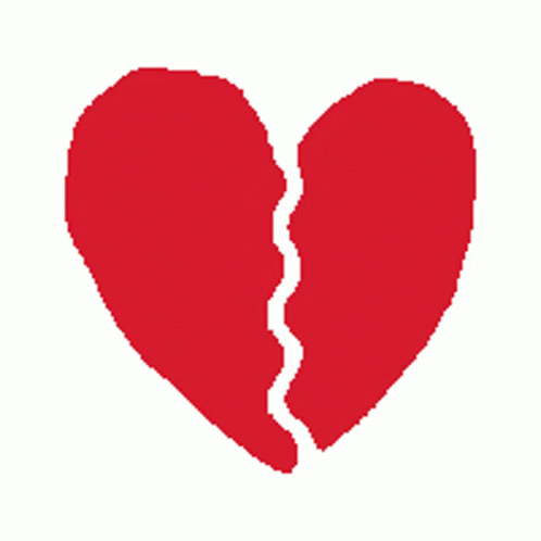 A Red Broken Heart With A Crack In It On A White Background GIF