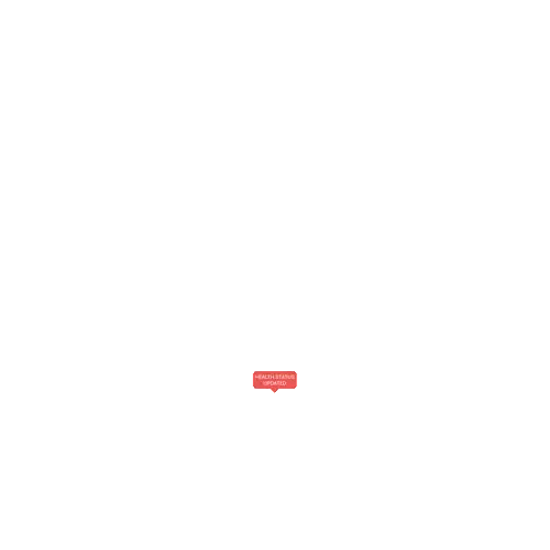 A Red Bubble That Says Health Status Updated Sticker