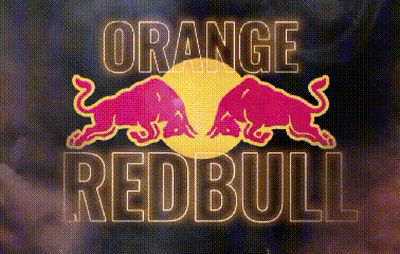 A Red Bull Logo With The Words Orange Redbull On It GIF