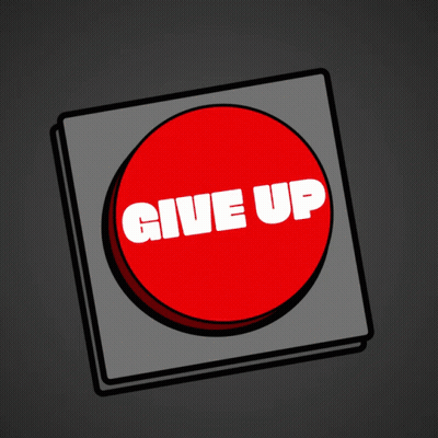 A Red Button That Says " Give Up " In White Letters GIF