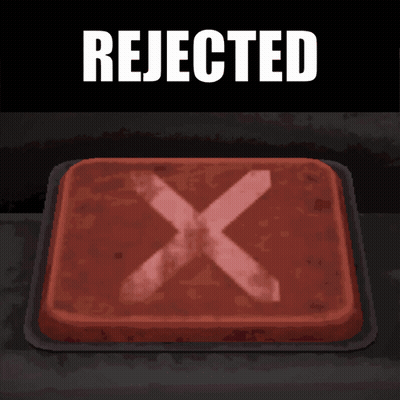 A Red Button With An X On It And The Word Rejected Below It GIF