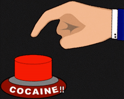 A Red Button With The Word Cocaine On It GIF
